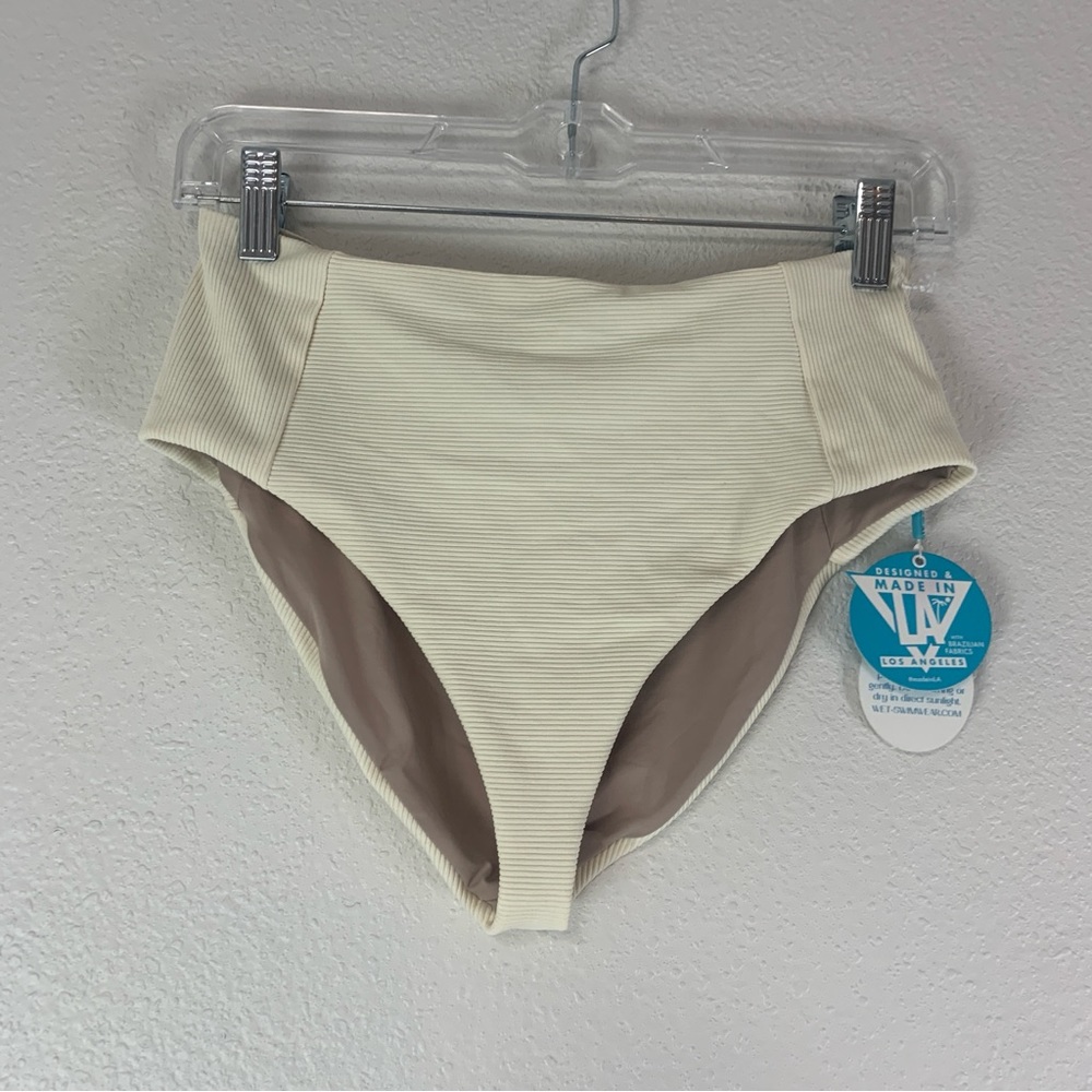 WET Swimwear Bikini Bottom Medium Bone‎ Ribbed High Waist